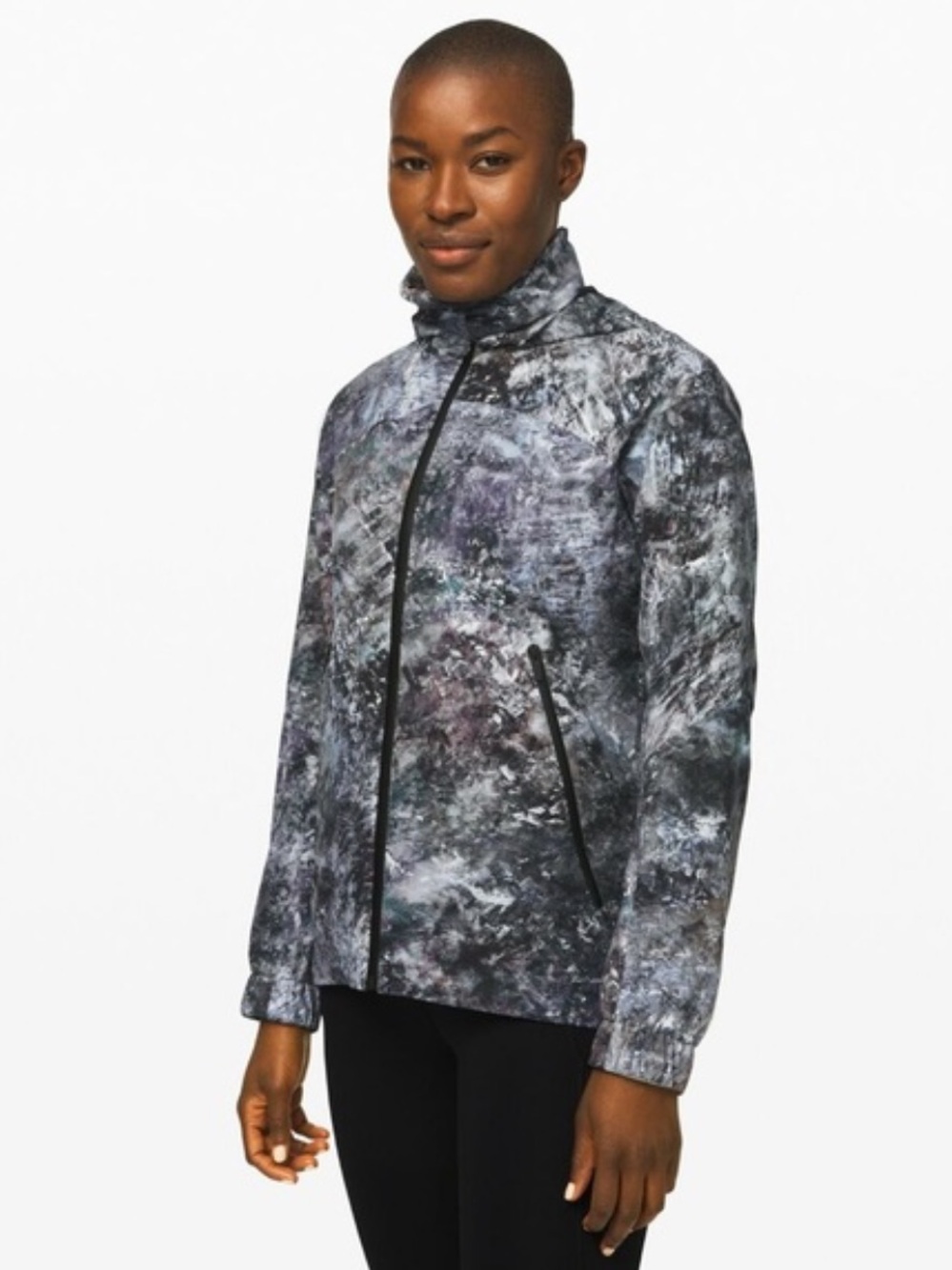 lululemon here to move Women's Hooded Jacket - Gray Marble Print
